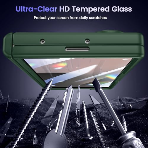 VEGO for Z Fold 7 Case with Belt Clip Compatible with Magsafe& Hinge Cover | Built-in Screen Protector Full Body Drop/Shock Proof Protective Magnetic Phone Cover for Samsung Galaxy Z Fold 7 Green - color: Green