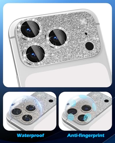 imluckies Compatible with iPhone 17 Pro Max Camera Lens Protector Bling, Ultra HD Tempered Glass Shiny Diamond Camera Plate Sparkle Screen Protection, 9H Anti-Scratch & Easy Install, Glitter Gray - size: 17promax 6.9" Glitter Gray