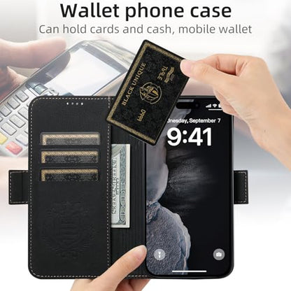 SINIANL iPhone 16 Pro Max Wallet Case - MagSafe Compatible, Leather Folio Cover with Card Slots and Kickstand - Black - color: MagSafe - Black, size: For iPhone 16 Pro Max