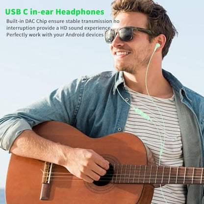 USB C Headphones Wired Earbuds for iPhone 18 Pro Max 17 16 15,Green - color: Green