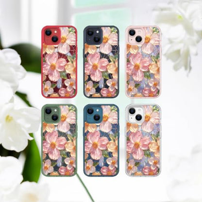 for iPhone 13 Mini 5.4" Magnetic Case【Compatible with MagSafe】 Aesthetic Oil Painting Stained Glass Flower Design, Slim Fit Hard PC Back Shockproof Cute Clear Phone Cover, Pink - color: Pink, size: iPhone 13 Mini