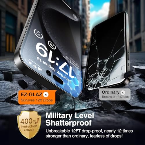 EZ-GLAZ-4+2 Pack for iPhone 15 Pro Privacy Screen Protector (6.1") - size: iPhone 15 Pro