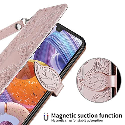 LG Stylo 6 Wallet Case with Card Holder/Slot,PU Leather Flip Folio Shell [Magnetic Closure][Wrist Strap][Kickstand] Shockproof Cover Fit LG Stylo 6(6.8''),Rose Gold - color: Rose gold, size: LG Stylo 6