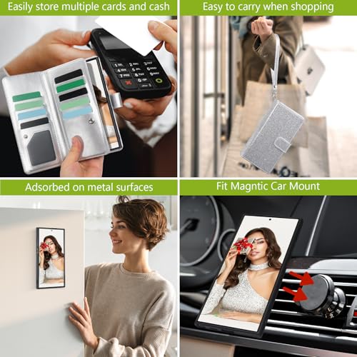Varikke for Galaxy S25 Ultra Wallet Case Magnetic Detachable, Silver - color: Silver, size: Galaxy S25 Ultra 6.9"