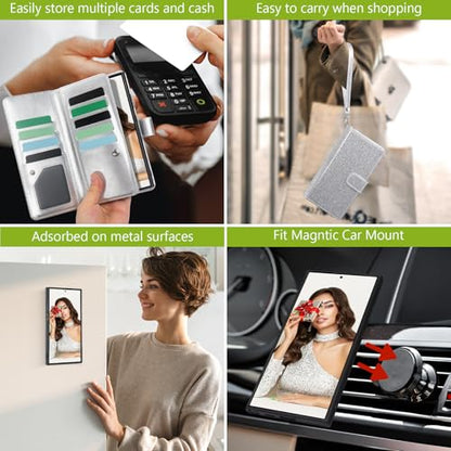 Varikke for Galaxy S25 Ultra Wallet Case Magnetic Detachable, Silver - color: Silver, size: Galaxy S25 Ultra 6.9"