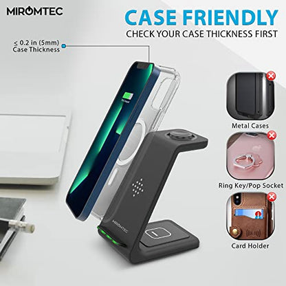 Charging Station for Multiple Devices,3 in 1 Fast Charging Dock for iPhone Series 14/13/12/11/X/8 Plus,Airpods, Desk Wireless Charger for Apple Watch 8/Ultra/7/6/SE/5/4/3/2 with QC3.0 Wall Adapter
