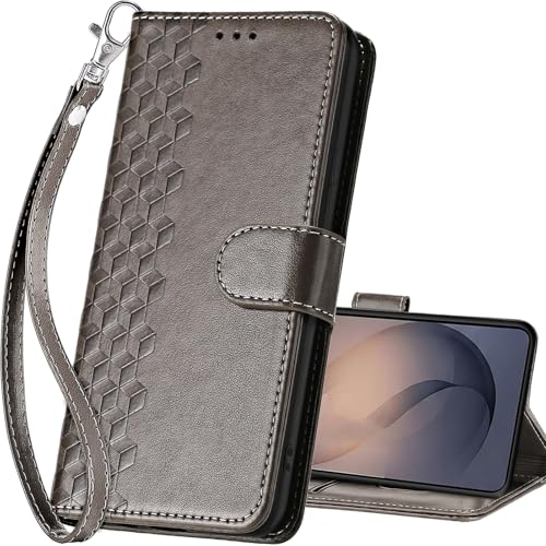for Samsung Galaxy S26 5G Wallet case, Gray-Cube | 3 Card Holders, Kickstand, Shockproof TPU Shell, PU Leather, Magnetic Closure, Protective Flip Folio Cover, Women - color: 10