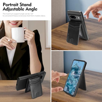 SkyEagle Compatible Magsafe 2 in 1 Detachable Google Pixel 9 Wallet Case with Card Holder Women Men,Magnetic PU Leather RFID Blocking Flip Kickstand Credit Slots,Phone Case for 9 Pro 6.3",Black - color: Black, size: Google Pixel 9 6.3"/Pixel 9 Pro 6.3"