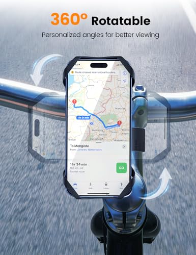 Pnitri 2026 New Upgraded Bike Phone Holder Handlebar - 1S Quick Install, Motorcycle Phone Mount, Bicycle Phone Holder fit Large Phone Case for iPhone Samsung (Black Grey Silicone 2-Pack) - color: Black Grey Silicone 2-Pack