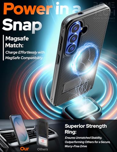 Designed for Samsung Galaxy S26 Case with Belt Clip Holster | Rugged Cover with Strong Magnet & Kickstand Heavy Duty Combo - Black - color: Black