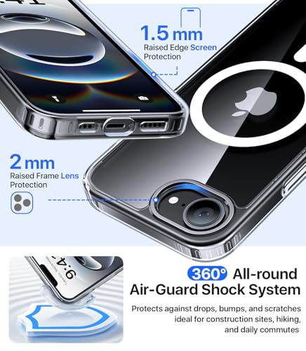 Eastinbox Magnetic iPhone 17e & 16e Case, Protective Case, Clear | Shockproof, Compatible with MagSafe, Military-Grade Protection, Anti-Yellowing, Phone Case for iPhone 17 e/16 e 6.1" - color: Clear