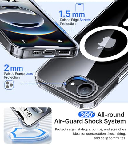 Eastinbox Magnetic iPhone 17e & 16e Case, Protective Case, Clear | Shockproof, Compatible with MagSafe, Military-Grade Protection, Anti-Yellowing, Phone Case for iPhone 17 e/16 e 6.1" - color: Clear