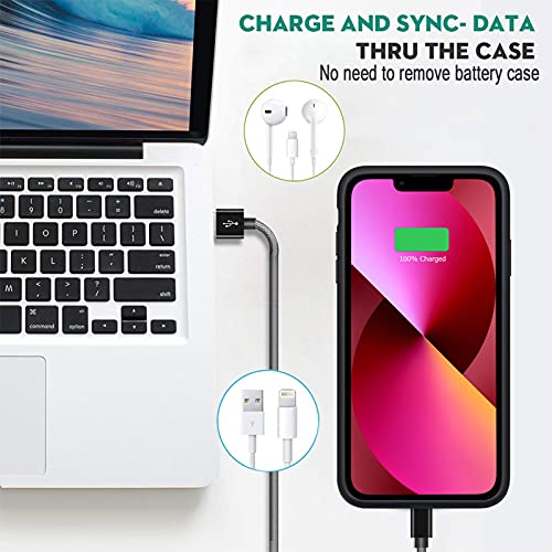 Battery Case for iPhone 13 Mini, Enhanced 6500mAh Ultra Thin Portable Protective Power Smart Charging Case Compatible with iPhone 13 Mini (5.4 inch) Rechargeable Extended Battery Charger Case (Black) - color: Black