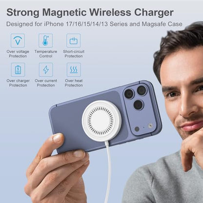 for Samsung S26 Ultra Wireless Charger Pad Fast Charger Magnetic Mat 15W - color: White-2 Pack