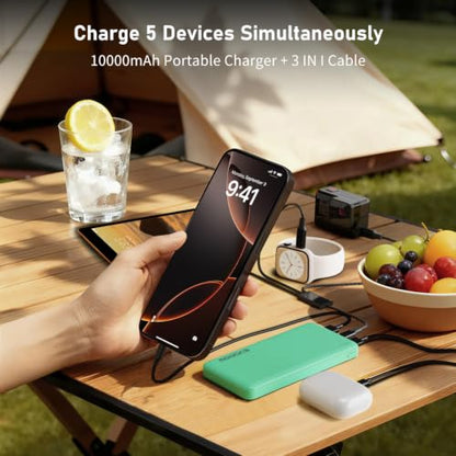 Portable Charger, 10000mAh Power Bank, Travel Battery Pack - color: Green