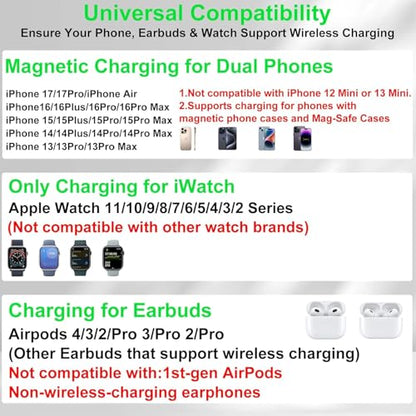 Dual Phone Foldable Wireless Charging Station for Apple, Couple&Family Use - color: Purple