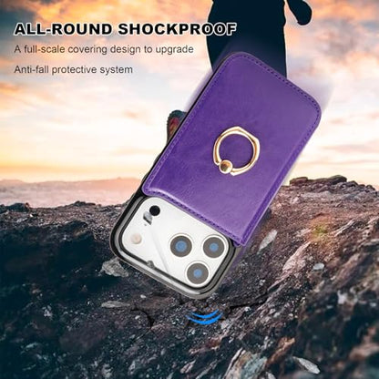 ONETOP for iPhone 18/17 Pro Wallet Case with Credit Card Holder,Purple - color: Purple