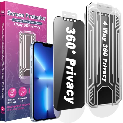 [2 Pack 4 Way Privacy Screen Protector for iPhone 13 Pro Max/iPhone 14 Plus, Anti-Spy Tempered Glass, 9H Hardness Shatterproof, 3D Curved Edges, Case-Friendly, Bubble-Free Easy Installation - size: for 13 Pro Max / 14 Plus