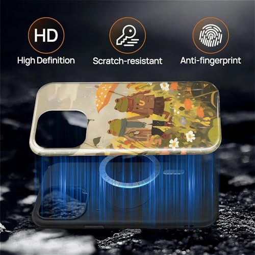 Magnetic for iPhone 14 Pro Case,[Compatible with Magsafe] Dual Layer Protective Heavy Duty Shockproof Rugged Drop Protection Bumper Hybrid Case - Rain Frog and Toad - color: Rain Frog and Toad, size: iPhone 14 Pro
