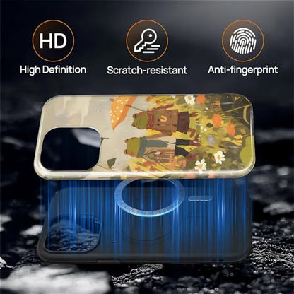 Magnetic for iPhone 14 Pro Case,[Compatible with Magsafe] Dual Layer Protective Heavy Duty Shockproof Rugged Drop Protection Bumper Hybrid Case - Rain Frog and Toad - color: Rain Frog and Toad, size: iPhone 14 Pro