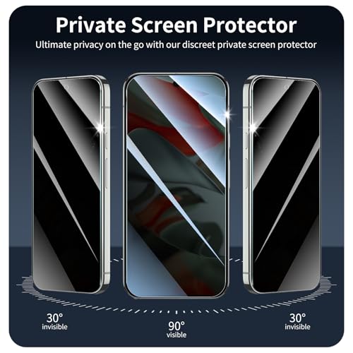 3*Privacy Screen Protector for Google Pixel 9 Pro XL/10 Pro XL with a Installation Alignment Aid, Anti-Spy Tempered Glass Film, Private Black Protection, [oilproof][ Shockproof][Scratchproof]