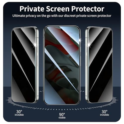 3*Privacy Screen Protector for Google Pixel 9 Pro XL/10 Pro XL with a Installation Alignment Aid, Anti-Spy Tempered Glass Film, Private Black Protection, [oilproof][ Shockproof][Scratchproof]