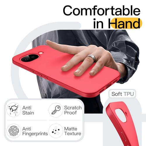 JETech Slim Case for Google Pixel 10a, Anti-Slip, Berry | Soft TPU Design, Matte Finish, Shockproof Protection - color: Berry