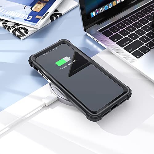 IDweel for iPhone 11 Case with Tempered Glass Screen Protector,Hybrid 3 in 1 Shockproof Slim Heavy Duty Protection Hard PC Cover Soft Silicone Bumper Full Body Case, Black - color: Black