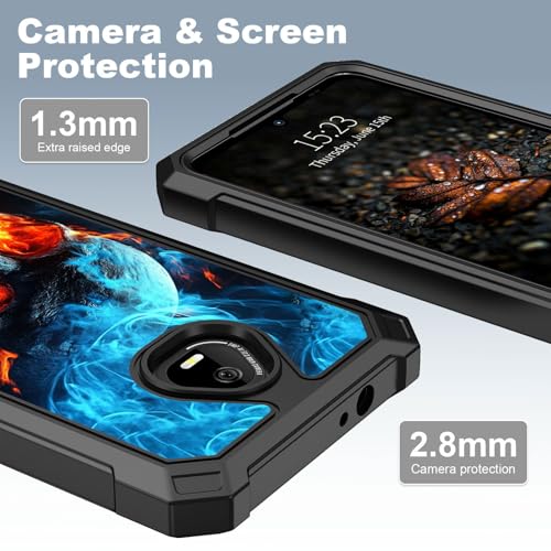 for Schok Volt Sv67q Sv67332 Case with Screen Protector, Military Grade Drop Protection, Dual Layer Hybrid Shockproof Protection TPU Phone Case for Schok Volt Sv67q, Skull Fire - color: Skull Fire