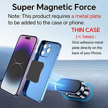 【2-PACK】Magnetic phone holder for car, [ Super Strong Magnet ] [ with 4 Metal Plate ] iPhone Magnetic car mount for cell phone, [ 360° Rotation ] Universal Dashboard adhesive Car Magnetic Phone Mount - color: Silver