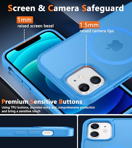 FNTCASE for iPhone 12 Phone Case: for iPhone 12 Pro Magnetic Matte Textured Military Grade Drop Protection Translucent Cell Cover - Slim Durable Shockproof Protective Bumper | With Screen Protector, Magnetic Camera Protection Slim Cases, 14FT Military Gra