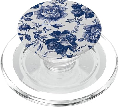 Rose to Fame Blue & White Rose PopSockets PopGrip for MagSafe - style: Magnetic PopGrip