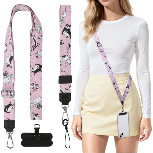 Phone Lanyard Crossbody & Neck, Adjustable Cell Phone Wrist Strap - color: Dogs