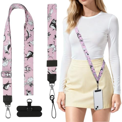 Phone Lanyard Crossbody & Neck, Adjustable Cell Phone Wrist Strap - color: Dogs