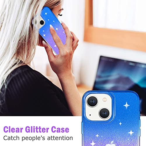 JJGoo Compatible with iPhone 13 Case, Glitter Soft TPU Shockproof Protective Bumper Cover, Sparkle Bling Sparkly Cute Slim Women Girls Phone Case for iPhone 13, 6.1inch, Gradient Glitter Blue Purple - color: Gradient Blue & Purple