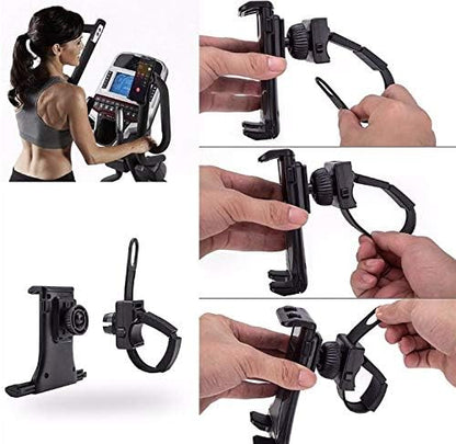 New Tablet Smartphone Mount Holder for Indoor Bicycle, Car, Stroller, Golf Cart, Shopping Cart, Camping, Desktop, Gym, Exercise Bike, Elliptical - Any Handlebar Normal Handlebar BHD050