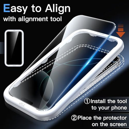 JETech Screen Protector for iPhone 16 Pro, 2-Pack | 9H Tempered Glass, HD Clear, Anti-Scratch Protection, Easy Installation Tool - size: iPhone 16 Pro
