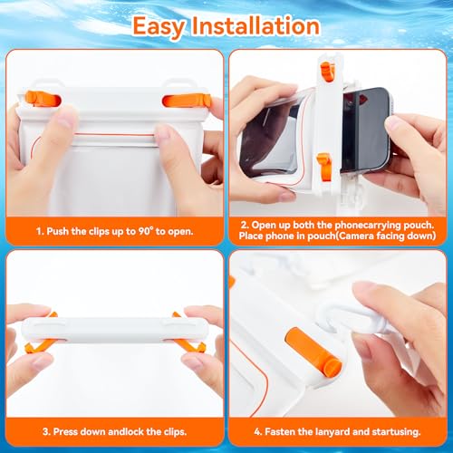 Waterproof Phone Pouch, IPX8 Floating Case up to 7.1" | Touchscreen TPU Window, 4-Chamber Airbag, Lanyard, for iPhone 17/16/15/14Pro Max, Samsung S24/25 Ultra, Beach, Cruise & Kayak - color: WHITE 1PACK