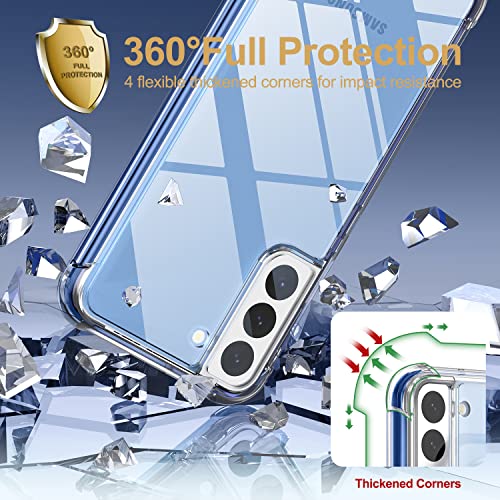 SURITCH for Samsung Galaxy S22+ Plus Clear Case 6.6" (Only), [Built-in Screen Protector] Full Body Protective Hard Shell+Soft TPU Phone Case for Samsung S22 Plus -(Blue Edge) - color: Blue Edge