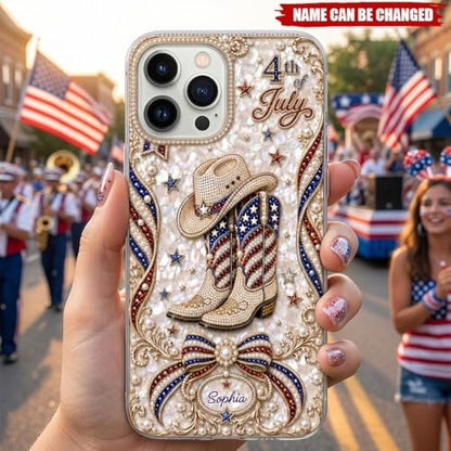 4th of July, Personalized Clear Phone Case, Present for Patriotic Lovers Custom USA Flag Smartphone Cover Unique Summer Accessory Accessories