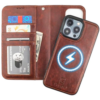 Bocasal for MagSafe Wallet Case Card Holder for iPhone 15 Pro Max Brown - color: Brown for MagSafe