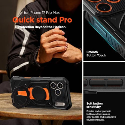 VRS DESIGN Quickstand Pro for iPhone 17 Pro Max Case (2025), [Magnetic Charging Compatible] Strong Magnet Ring Kickstand, Heavy Duty Rugged Shockproof Protective Cover (Contour Green) - color: Contour Green