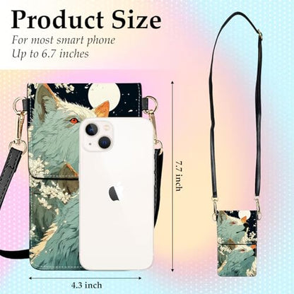 Small Crossbody Bags for Women Touchscreen Cell Phone Bag Cross Body Purses with adjustable Strap,Gifts For Teenage Girls - color: White Wolves Cartoon