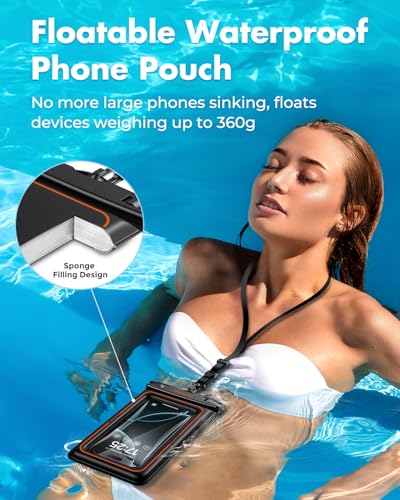 UNBREAKcable Floating Waterproof Phone Pouch 2 Pack, IPX8 Waterproof Phone Case Dry Bag Kayak/Beach/Cruise Travel Essentials, Water Proof Pouch for iPhone 17 16 15 Pro Max, Samsung S25 Ultra S24-7 - size: 7.0 inch