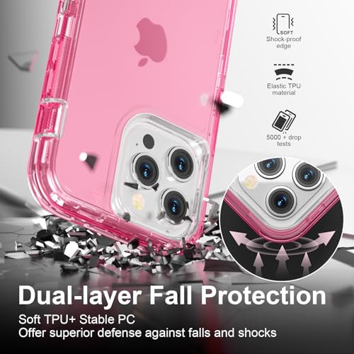 Follaroma for iPhone 14 Pro Max Case, Heavy Duty Shockproof Protection Phone Cases, Anti-Drop, Durable Dual Layer Transparent Protective Cover Compatible with iPhone 14 ProMax, 6.7 inch,Crystal Pink - color: Pink, size: iPhone 14 Pro Max 6.7‘’