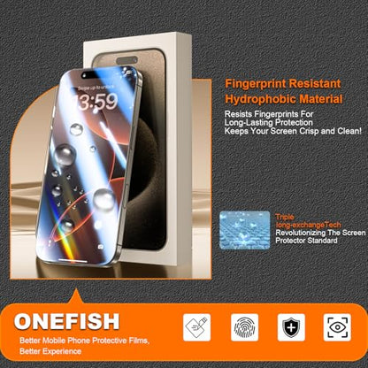 OneFish Screen Protector Glass for iPhone 17e/16e/13/13PRO/14 | 9H Glass Scratch Resistant, HD Clarity Tempered Film with Installation Frame, Easy Installation, 2 Pack - size: iPhone 17e / 16e / 13 / 13PRO / 14