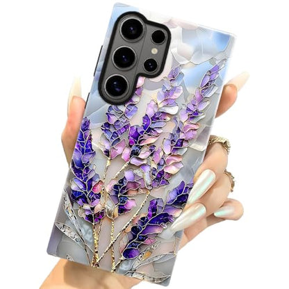 Case for Samsung Galaxy S26 Ultra,Camera Protection Soft Glossy Phone Case - Lavender Flower Purple Stained Glass - color: Lavender Flower Purple Stained Glass, size: Samsung Galaxy S26 Ultra