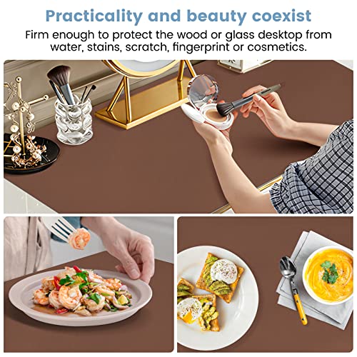 Desk Mat Wireless Charging Mouse Pad Large 32x16 Journey Desk Pad Mat with Wireless Charger Waterproof Leather Computer Mat with Phone Charger Mousepad Non-Slip for Keyboard and Mouse - color: Light Brown, size: 32" x 16"