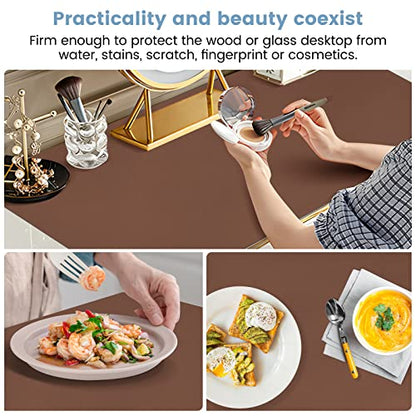 Desk Mat Wireless Charging Mouse Pad Large 32x16 Journey Desk Pad Mat with Wireless Charger Waterproof Leather Computer Mat with Phone Charger Mousepad Non-Slip for Keyboard and Mouse - color: Light Brown, size: 32" x 16"