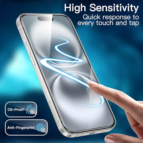 JETech Screen Protector for iPhone 16, 3-Pack | 9H Tempered Glass, HD Clear, Anti-Scratch Protection, Easy Installation Tool - size: iPhone 16